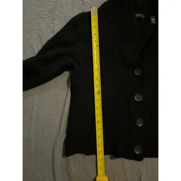 Lord & Taylor 100% Two-Ply Cashmere Cardigan Sweater Black XL Soft - Picture 7 of 7